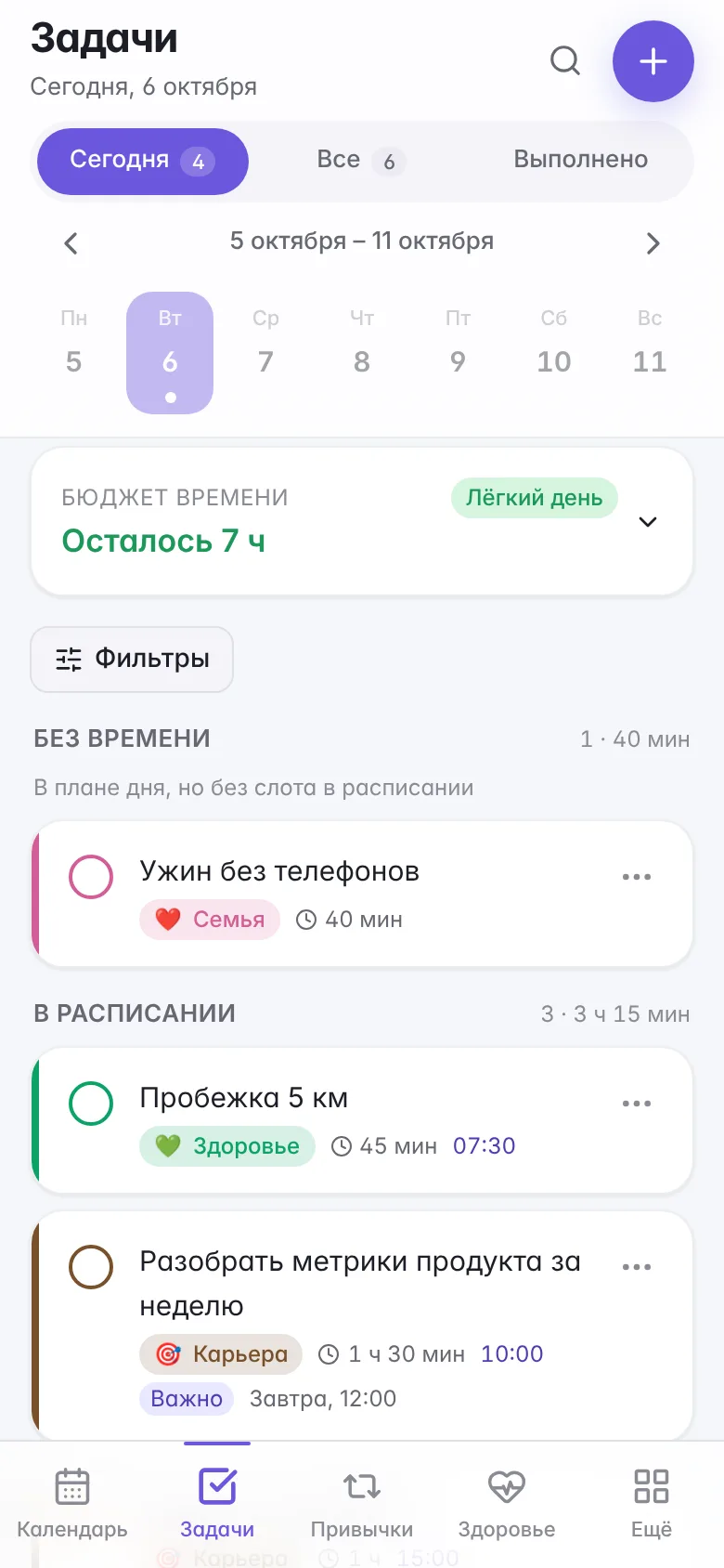 Задачи Kairo: список дня